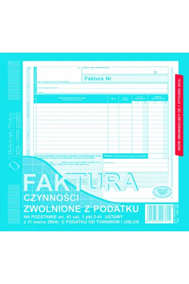 Michalczyk i Prokop Faktura czynno�ci zwol.z podatku 198-2E