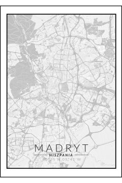 Madryt mapa czarno biaa - plakat 40x60 cm