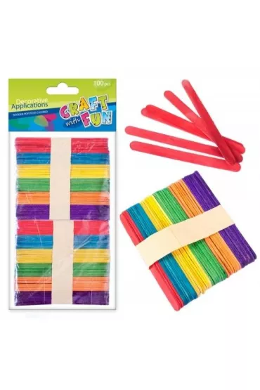 Craft with Fun Ozdoba patyczki drewniane kolorowe 100 szt.