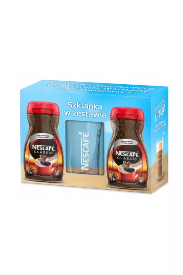 Nescafe Classic Kawa rozpuszczalna + szklanka zestaw 2 x 200 g