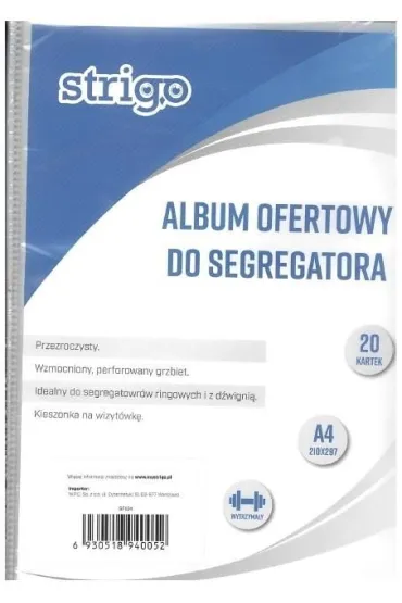 Strigo Album ofertowy A4 do segregatora PP 20 szt.