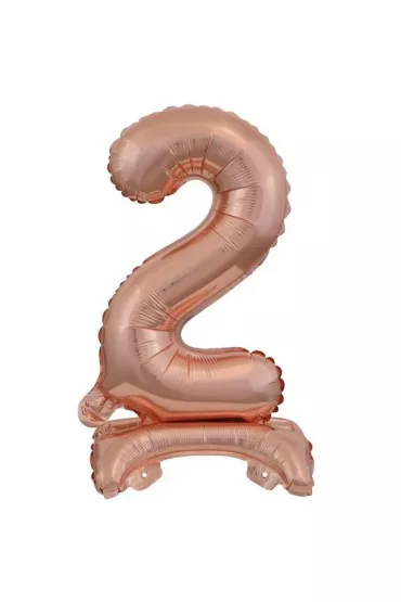 Amscan Balon foliowy mini cyfra 2 na stojaku r�owe z�oto