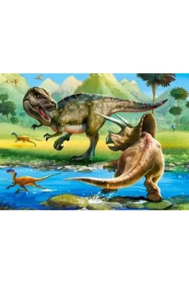 Puzzle 70 el. Dinozaury tyrannosaurus i triceratops Castorland