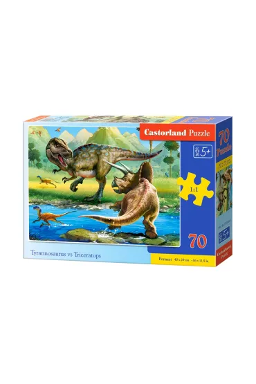 Puzzle 70 el. Dinozaury tyrannosaurus i triceratops Castorland