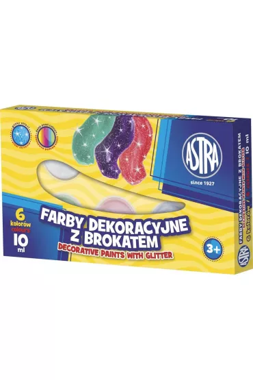 Astra Farby dekoracyjne brokatowe 6 x 10 ml