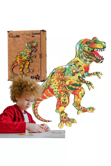 Puzzle drewniane eko 129 el. Tyranozaur rex A3 Maksik