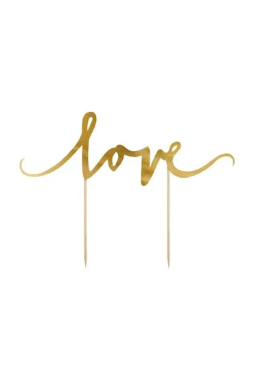 PartyDeco Topper na tort Love z�oty 17cm