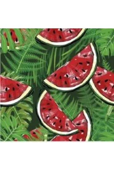 Serwetka Lunch Watermelon on Green Fern Leaves SDOG040901
