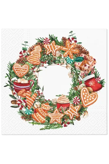 Paw Serwetka Lunch Decor Gingerbread Wreath 33x33 20szt./op.