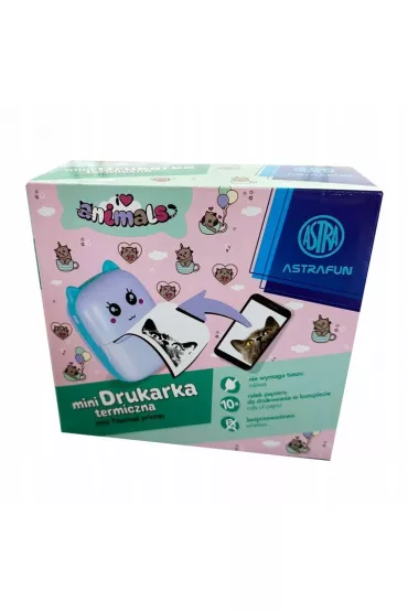 Astra Drukarka termiczna fun Animals box + 10 rolek bia�ego papieru do drukowania