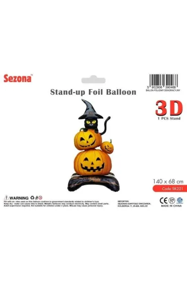 Balon Halloween Dynie i kot 140x68cm