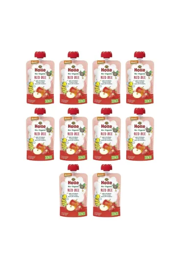 Holle Mus Czerwona pszczo�a (jab�ko - truskawka) od 8 miesi�ca Demeter Zestaw 10 x 100 ml Bio