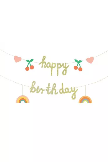 PartyDeco Baner papierowy Happy Birthday 100x18cm