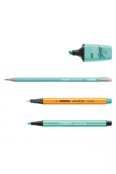 Zestaw Cienkopis STABILO point 88 mini, Flamaster STABILO Pen 68 Mini, zakre�lacz BOSS Mini Pastellove 2.0, o��wek Swano Pastel - etui 35 szt.