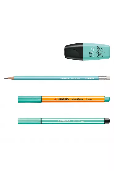 Zestaw Cienkopis STABILO point 88 mini, Flamaster STABILO Pen 68 Mini, zakre�lacz BOSS Mini Pastellove 2.0, o��wek Swano Pastel - etui 35 szt.