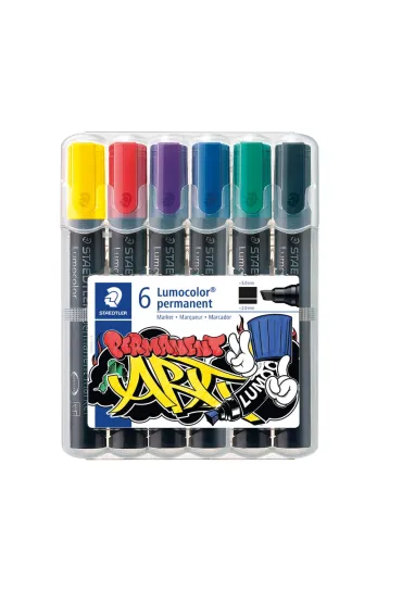 Staedtler Marker Lumocolor ART, wodoodporny, �ci�ta ko�c�wka, 6 kolor�w w etui