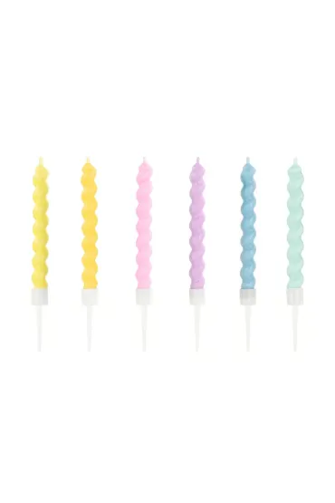 PartyDeco �wieczki urodzinowe zakr�cone, 8.5 cm, mix 6 szt.