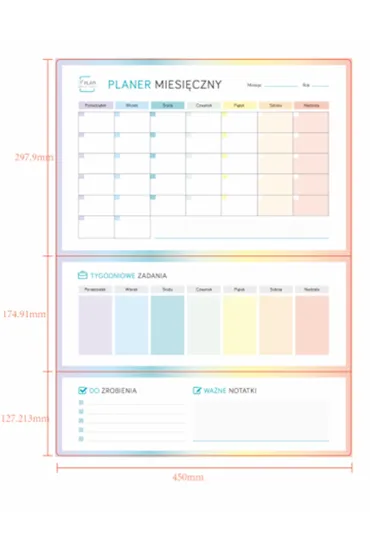 Plan your life Planer magnetyczny miesiczny tczowy + marker