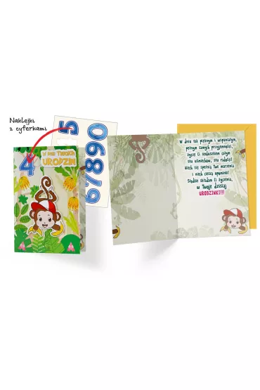 Kukartka Karnet. Urodziny dzieci�ce (wymienne cyferki, ma�pka) DKP-047