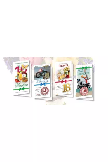 Top Graphic Karnet DL De Lux. Z�ocony 18 Urodziny mix 10 szt.