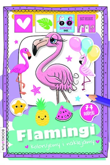 Flamingi. Kolorujemy i naklejamy