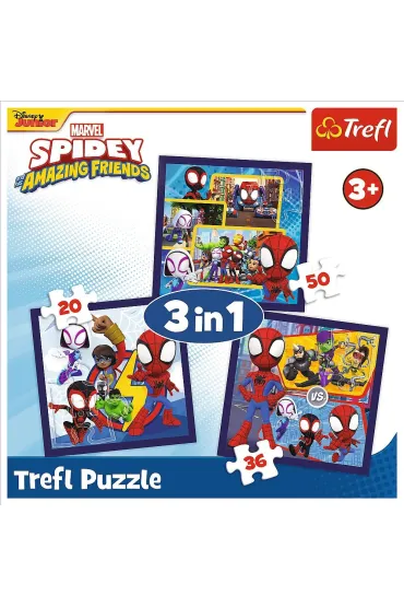 Puzzle 3w1 20+36+50 el. Paj�ki i dinozaury Trefl