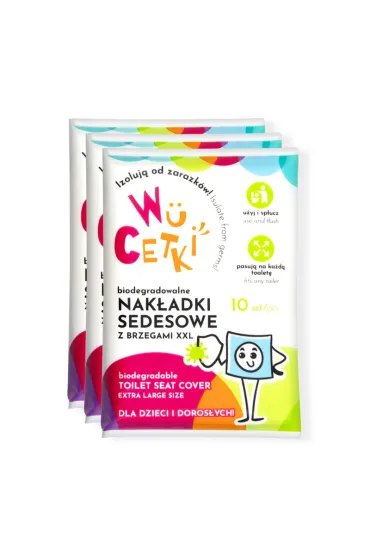 Wucetki Jednorazowe papierowe nak�adki na toalet� z wygodnymi brzegami XXL dla dzieci i doros�ych 3 x 10 szt.