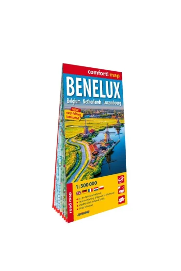 Benelux Belgium Netherlands Luxemburg road map 1:500 000 laminat 2025