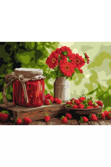 Ideyka Malowanie po numerach - D�em truskawkowy 30x40cm