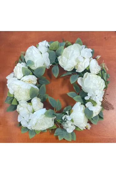 Wianek 18 kwiatk�w z mat, 47cm Mix kolor�w (bia�y, r�owy)