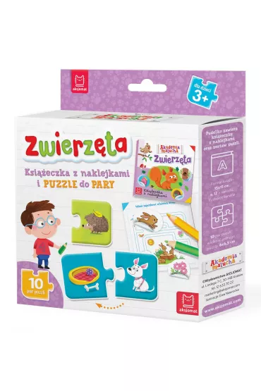 Zwierz�ta. Ksi��eczka z naklejkami i puzzle do pary