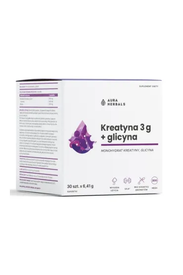 Aura Herbals Kreatyna 3 g, monohydrat + glicyna Suplement diety 30 sasz.