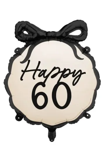 PartyDeco Balon foliowy pastylka Happy 60 47.5x45cm