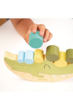 Klocki do układania Balansujący krokodyl, drewniana zabawka edukacyjna Milan