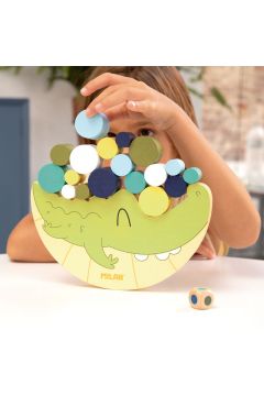 Klocki do układania Balansujący krokodyl, drewniana zabawka edukacyjna Milan