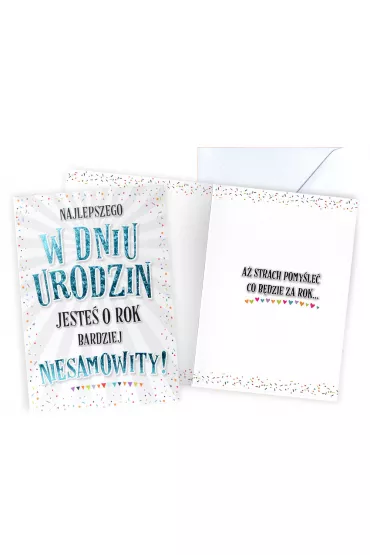 Kukartka Karnet Urodziny m�skie, z�ocony V-074 (14x18,5cm)