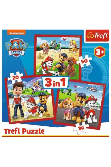 Puzzle 3w1 (20+36+50 el.) Psi Patrol. Weso�e pieski Trefl