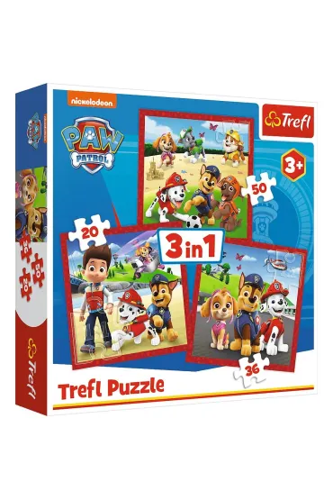 Puzzle 3w1 (20+36+50 el.) Psi Patrol. Weso�e pieski Trefl