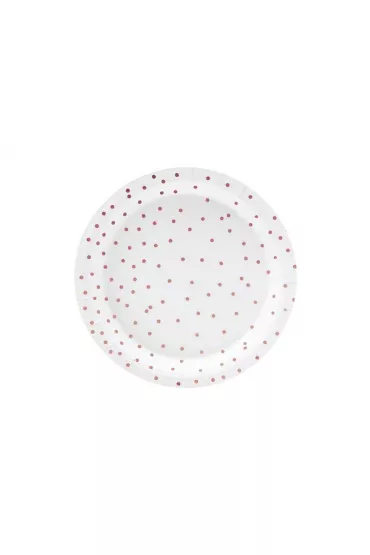 PartyDeco Talerzyki kropki bia�e 18cm 6 szt.