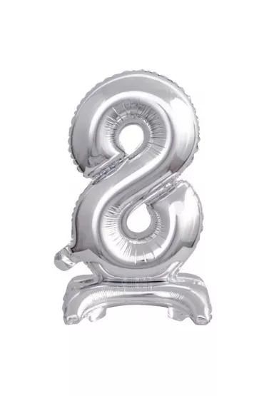 Amscan Balon foliowy mini cyfra 8 na stojaku srebrna