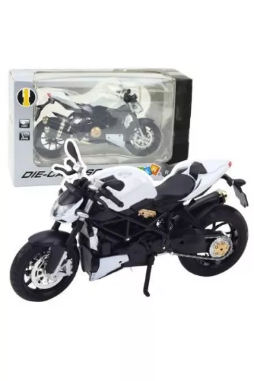 Motocykl metalowy ze �wiat�em id�wi�kiem 1:12 LeanToys