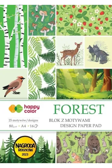 Happy Color Blok z motywami Forest 80g/m2 A4 16 ark