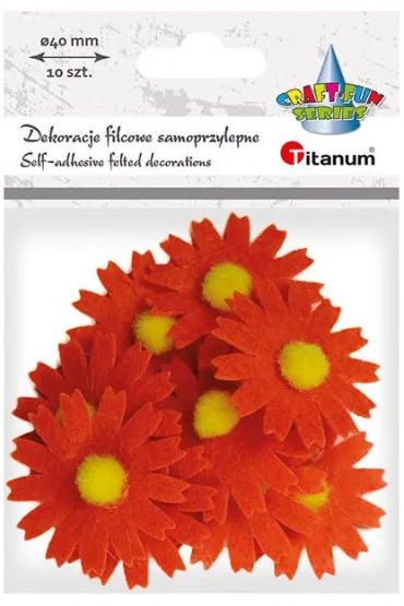 Titanum Filcowe dekoracje 3D kwiaty pomara�czowe 10 szt.