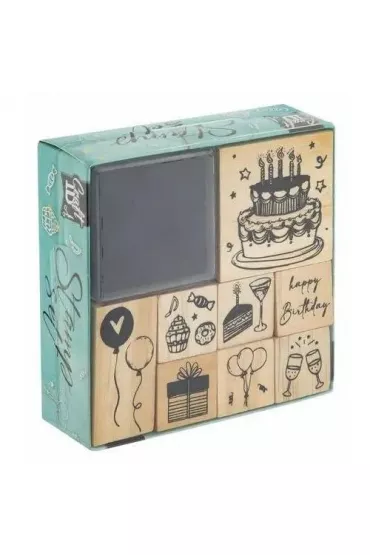 Piecz�tki drewniane 8 szt z ka�amarzem Grafix