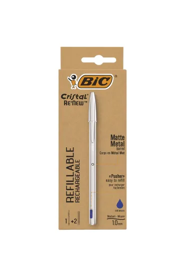 Bic D�ugopis Cristal Re'new Metal + 2 wk�ady niebieski