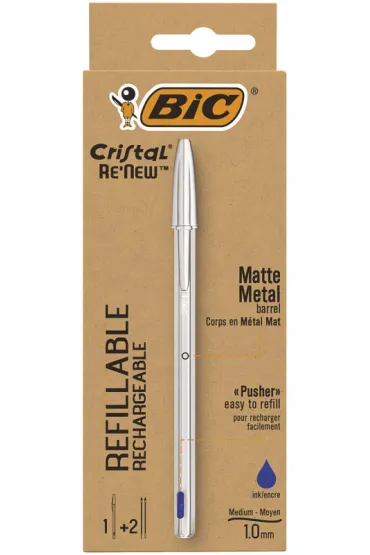 Bic D�ugopis Cristal Re'new Metal + 2 wk�ady niebieski