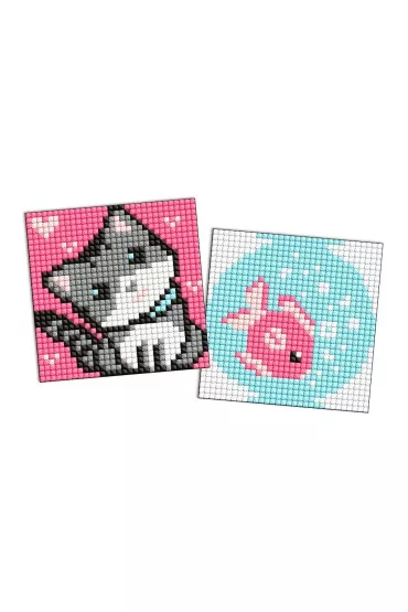 Diamentowa mozaika na magnesie 9x9 cm kids Ryba i Kotek Ideyka