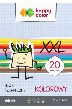 Happy Color Blok techniczny, kolorowy, A3, 170g, 20 arkuszy 20 kartek