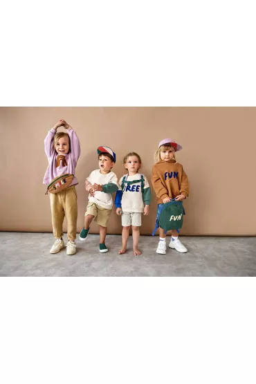 Lassig Bluza z kapturem z baweny organicznej GOTS Little Gang Fun caramel 4-6 l.