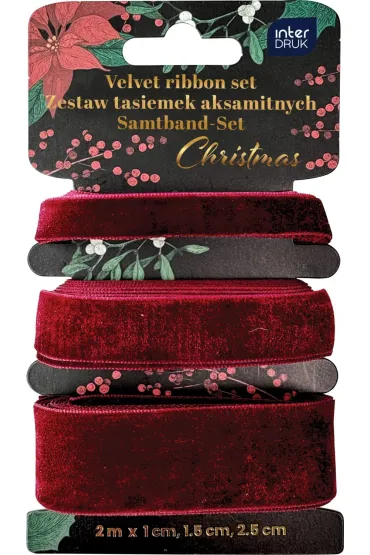 Interdruk Zestaw tasiemek aksamitnych 3x2m Red